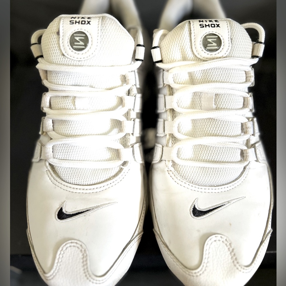 Nike Shox Men's White and Black Sneakers in used condition